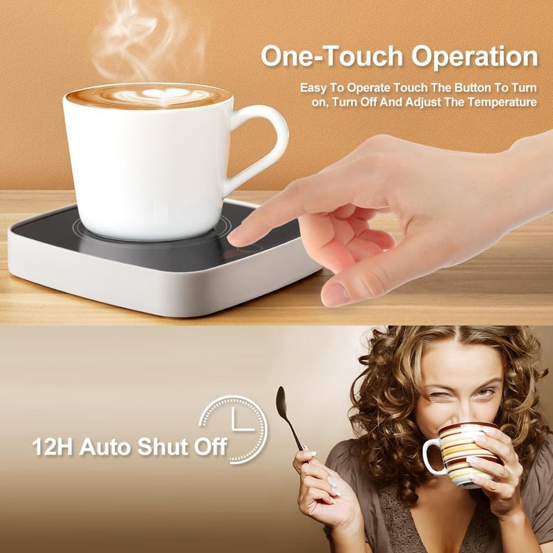 Defashun Coffee Mug Warmer Waterproof Smart Cup Warmer with 3 Temperature Setting for Warming & Heating Coffee, Beverage, Milk, Tea and Hot Chocolate (White) - Image 5